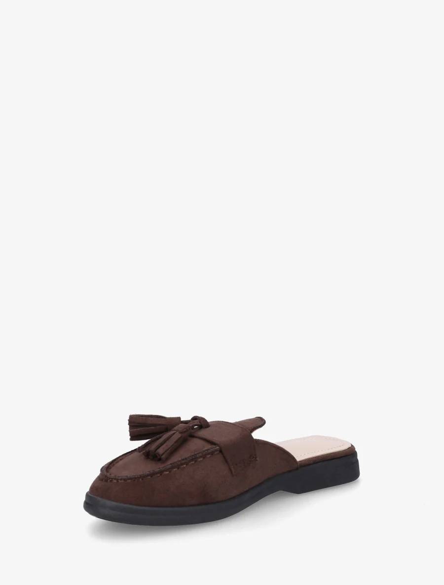 Mules style mocassin à pampilles - Marron - Image 3