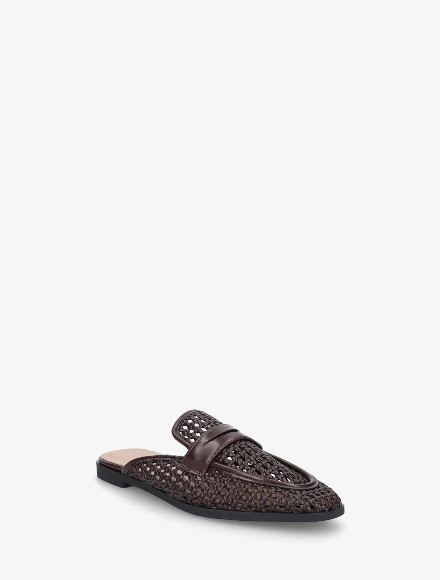 Mules style mocassin effet tressé - Marron - Image 2