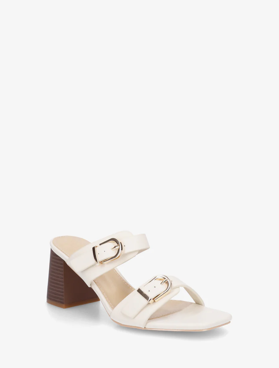 Mules unies à double boucles - Beige - Image 2