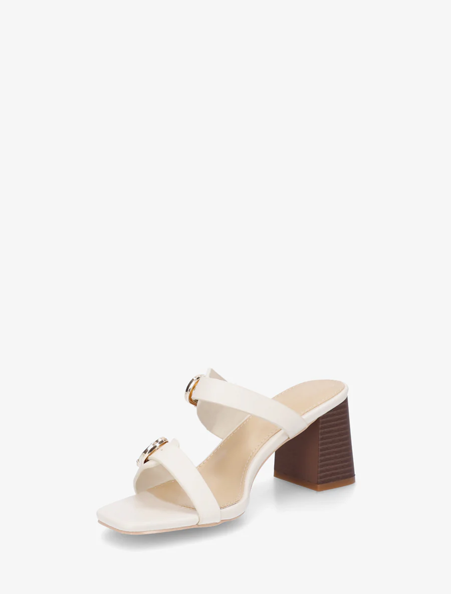 Mules unies à double boucles - Beige - Image 3