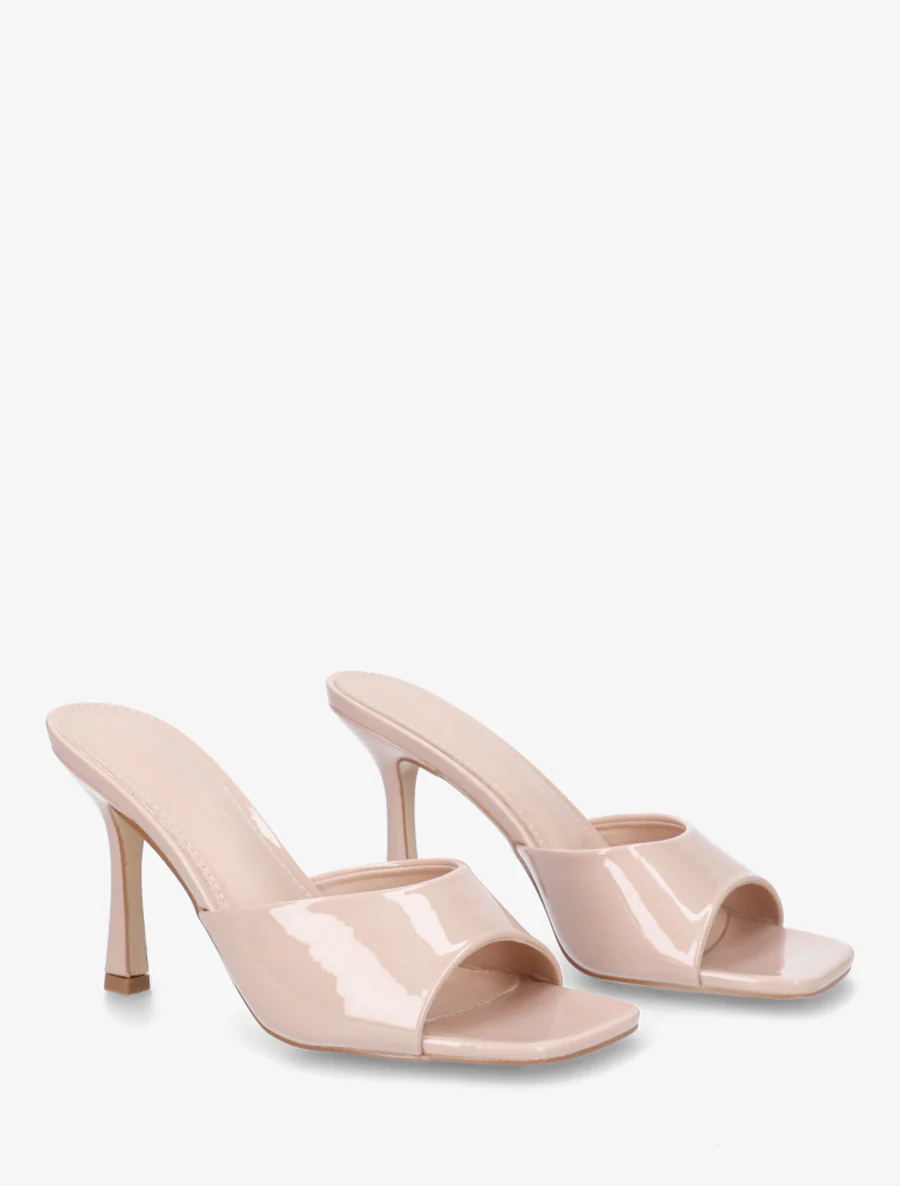 Mules vernies à talon aiguille - Beige - Image 4