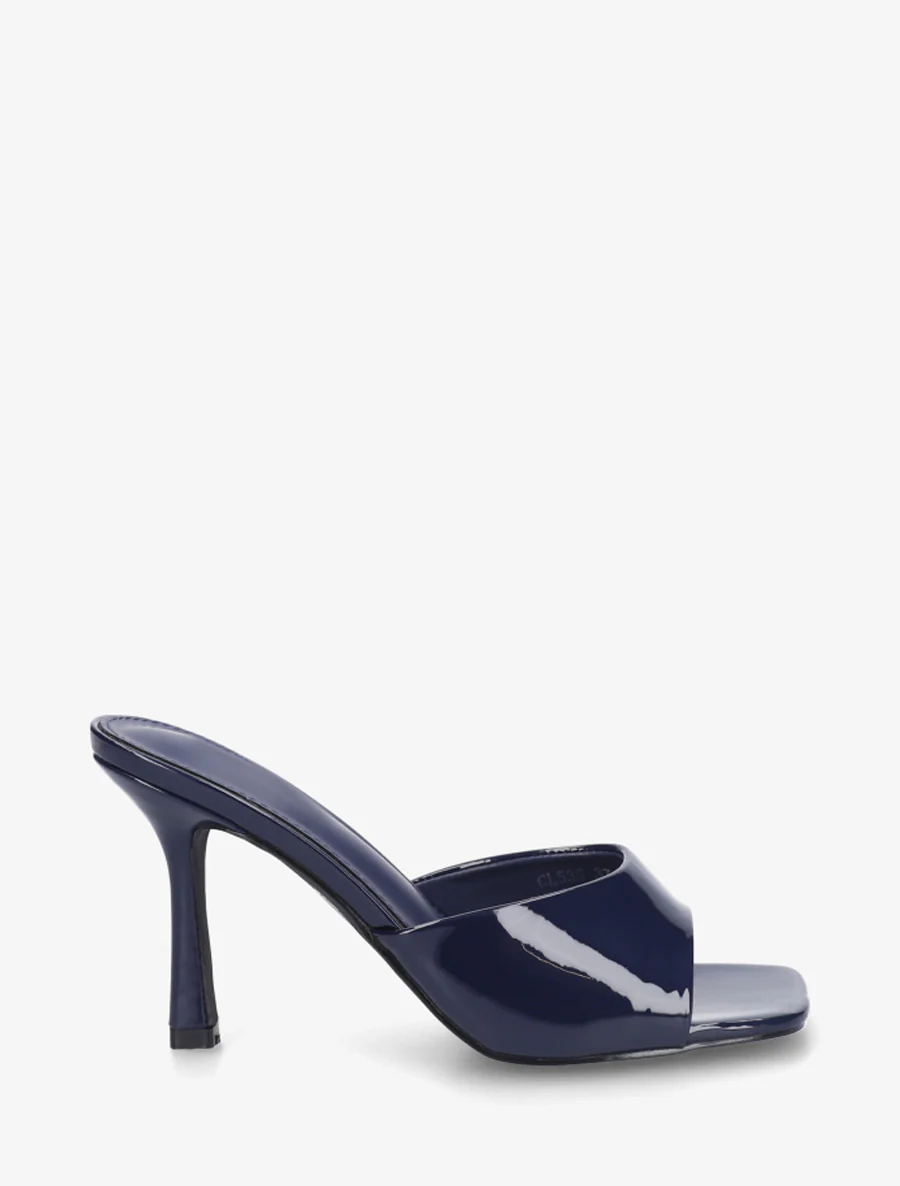 Mules vernies à talon aiguille - Marine
