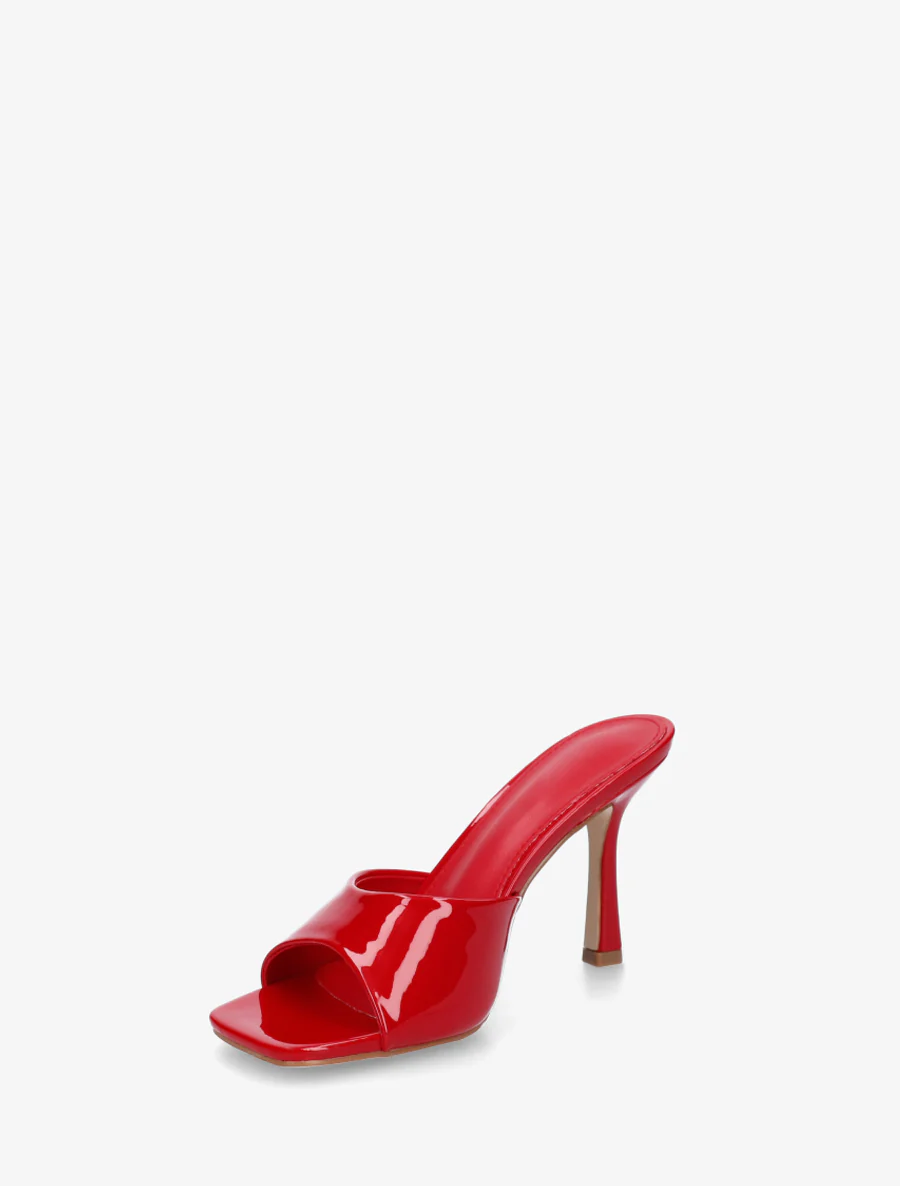 Mules vernies à talon aiguille - Rouge - Image 3
