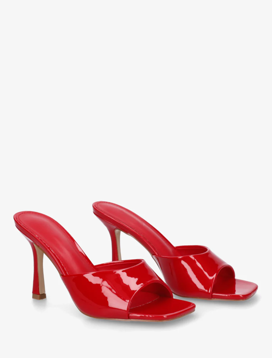 Mules vernies à talon aiguille - Rouge - Image 4