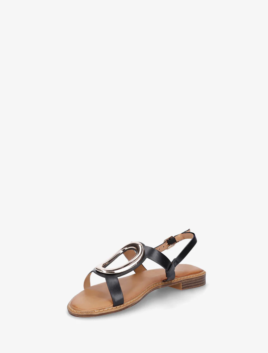 Nu-pieds à bijou métallique doré - Noir - Image 3