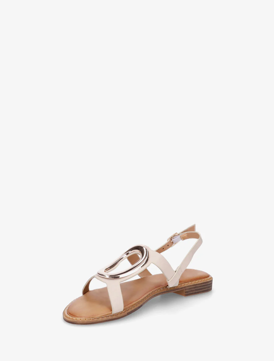 Nu-pieds à bijou métallique doré - Beige - Image 3