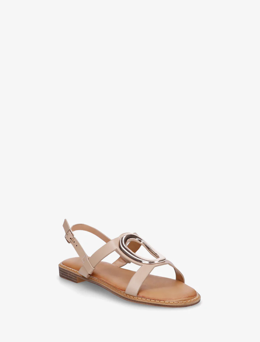 Nu-pieds à bijou métallique doré - Taupe - Image 2