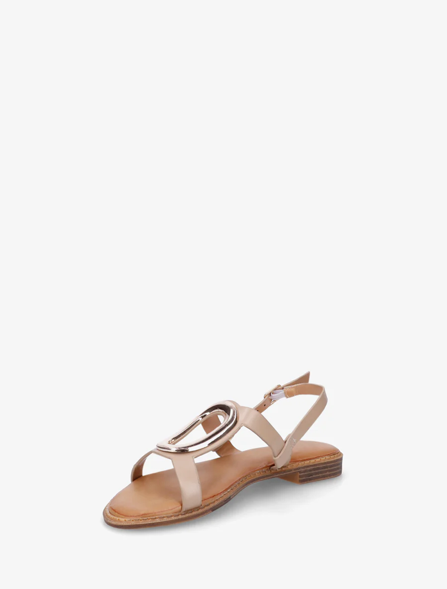 Nu-pieds à bijou métallique doré - Taupe - Image 3