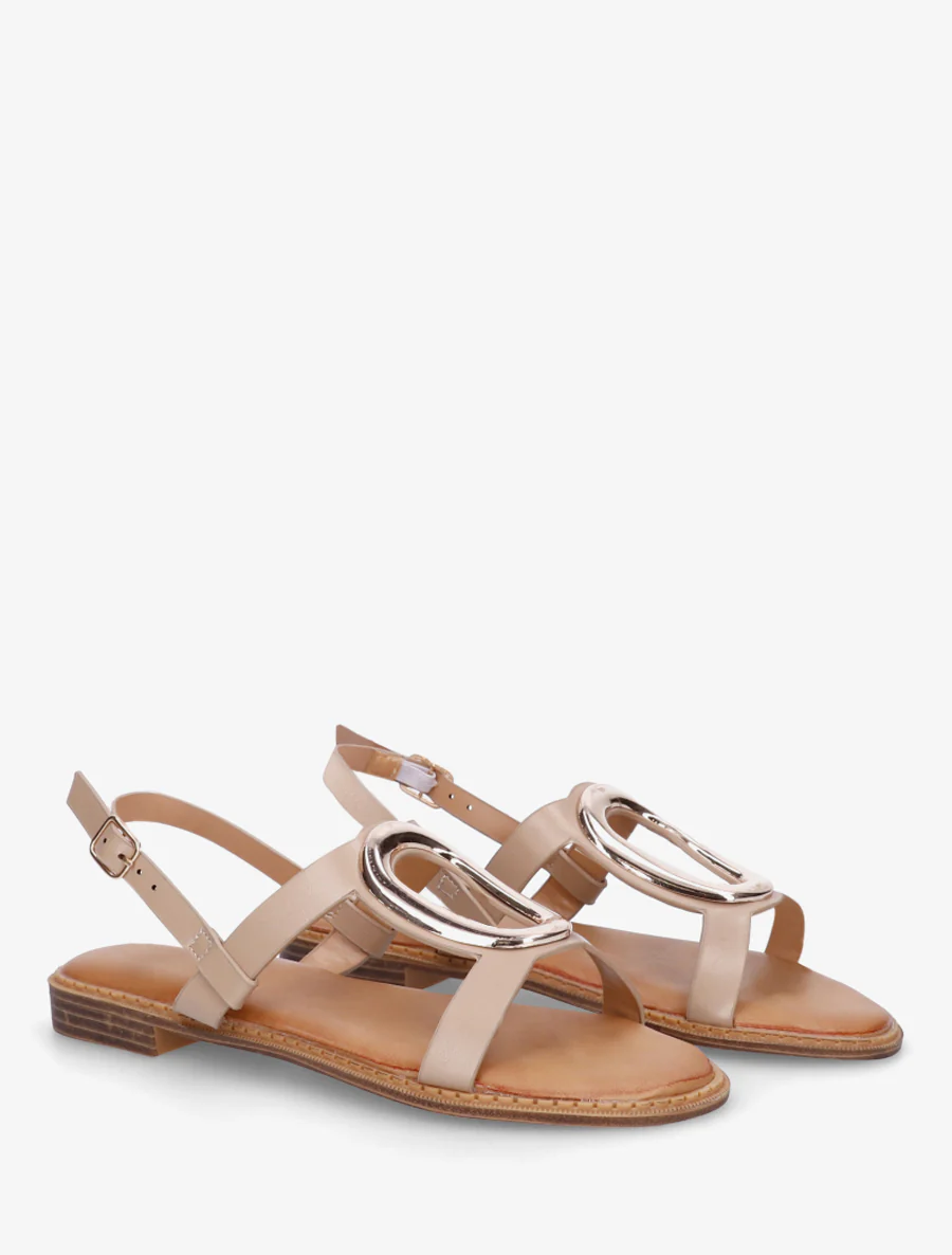 Nu-pieds à bijou métallique doré - Taupe - Image 4