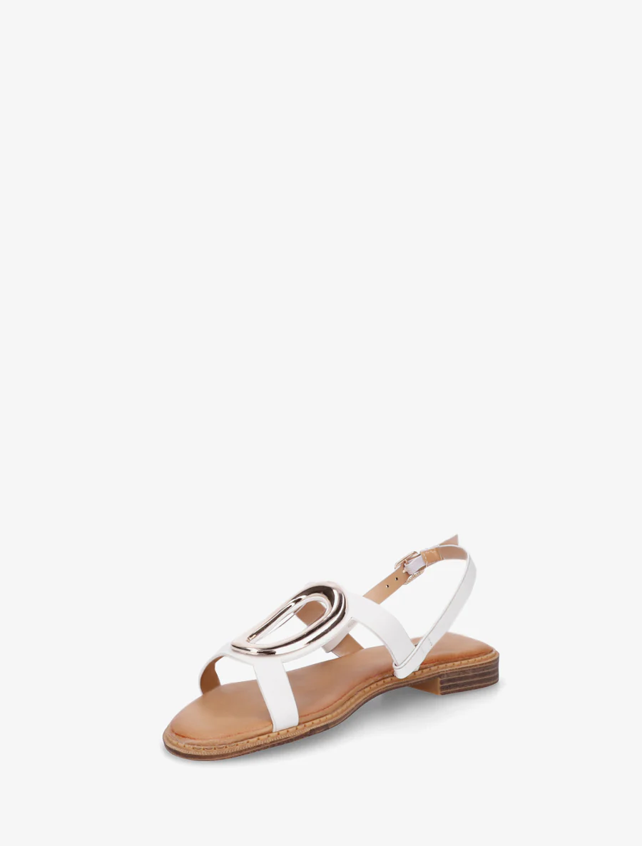 Nu-pieds à bijou métallique doré - Blanc - Image 3