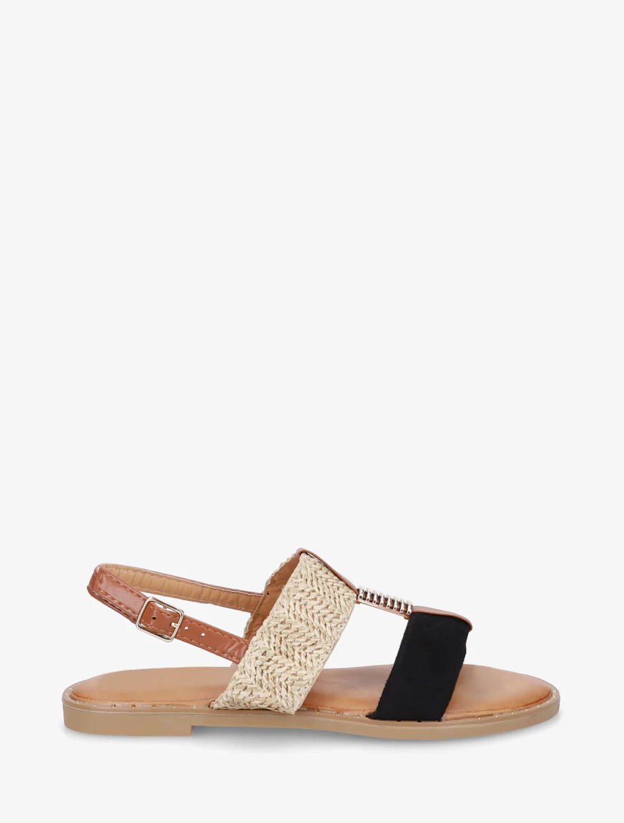 Nu-pieds à bijou métallique - Noir