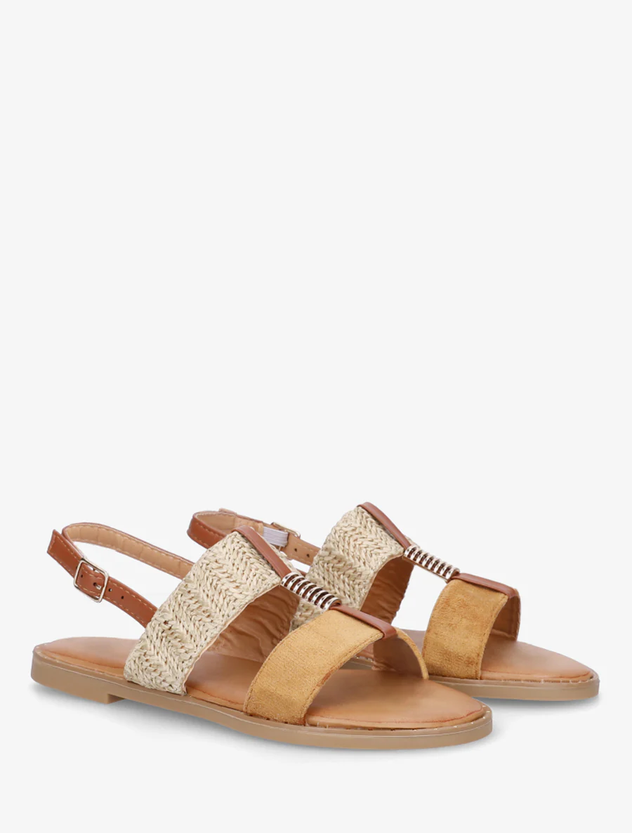 Nu-pieds à bijou métallique - Camel - Image 4