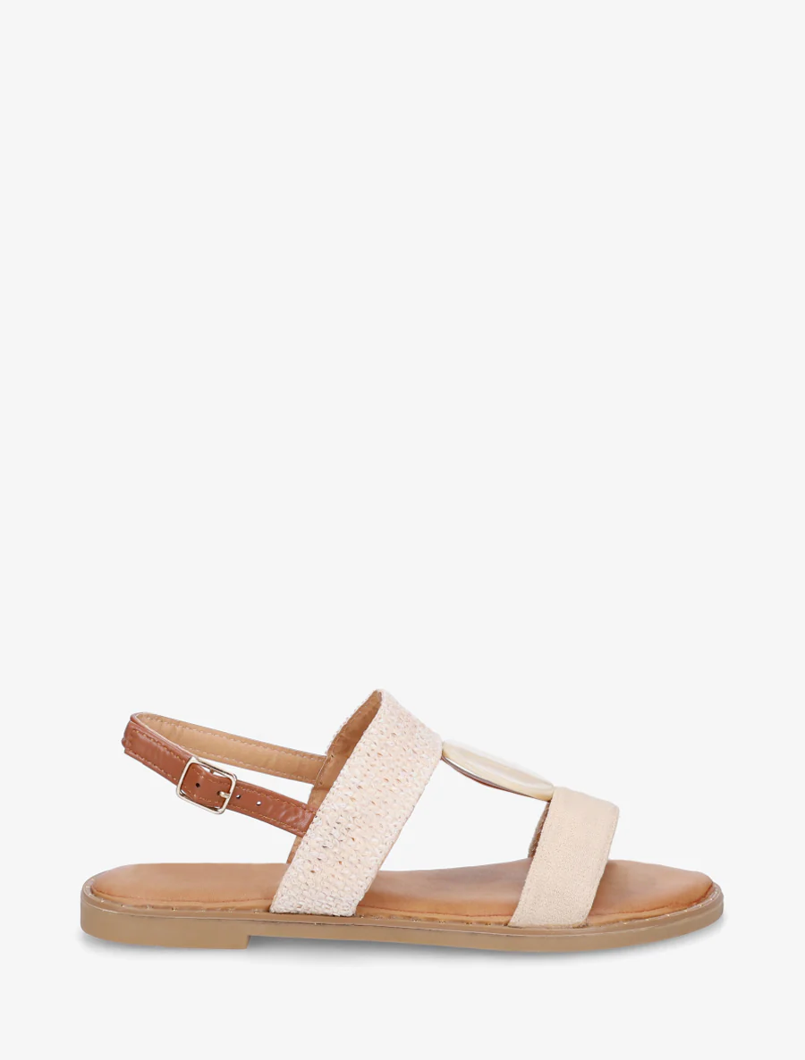 Nu-pieds à bijou rond - Beige