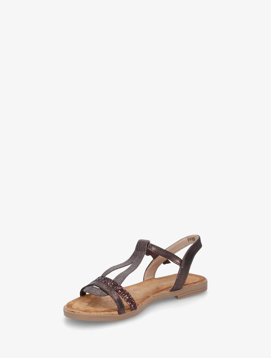 Nu-pieds à bride en T pailletée - Chocolat - Image 3