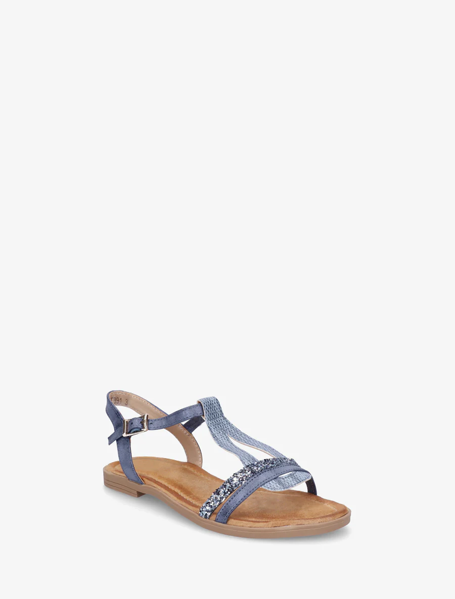 Nu-pieds à bride en T pailletée - Bleu - Image 2