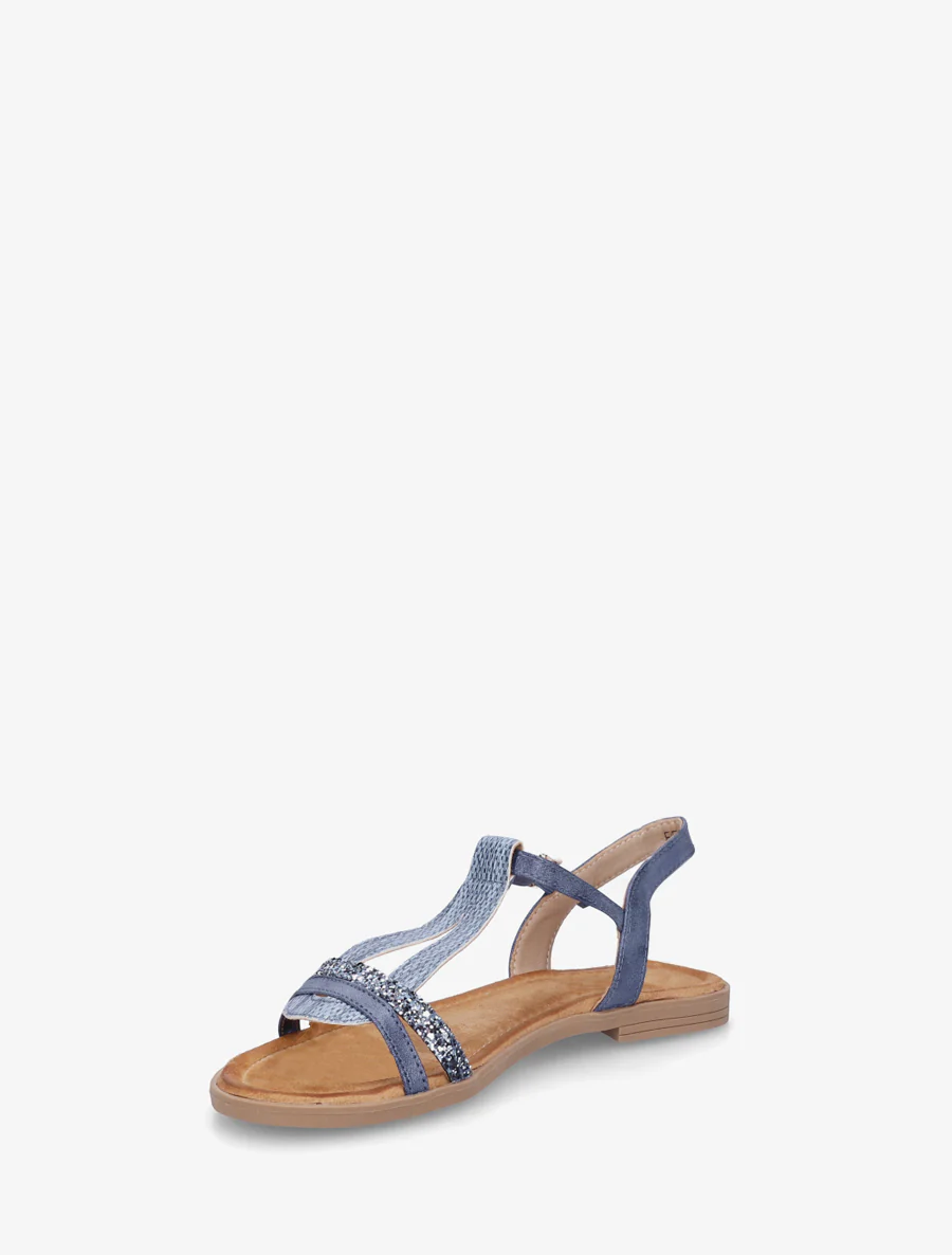 Nu-pieds à bride en T pailletée - Bleu - Image 3