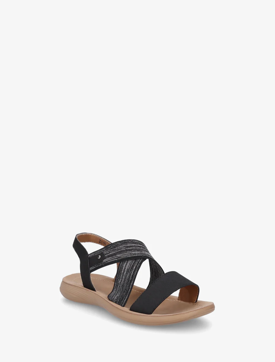 Nu-pieds à brides croisées élastiquées - Noir - Image 2