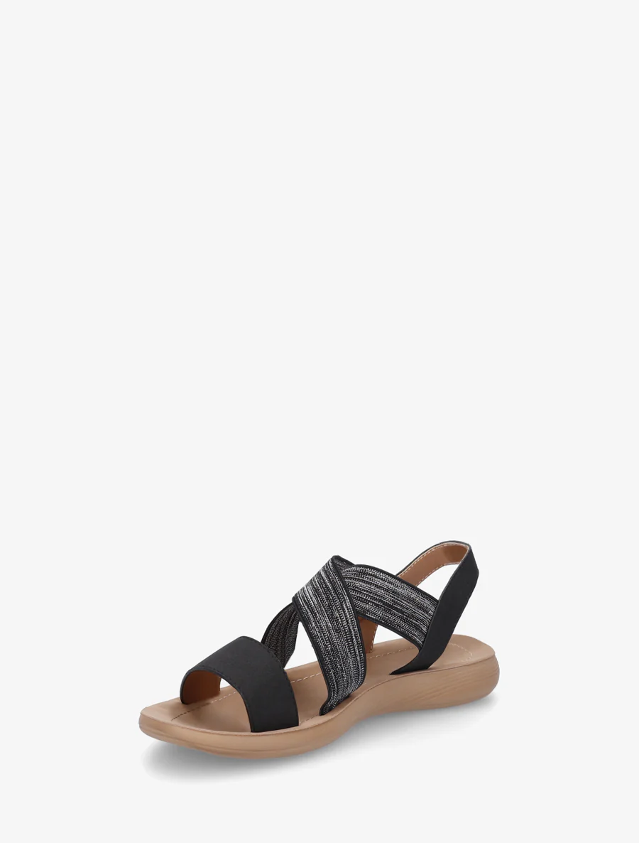 Nu-pieds à brides croisées élastiquées - Noir - Image 3