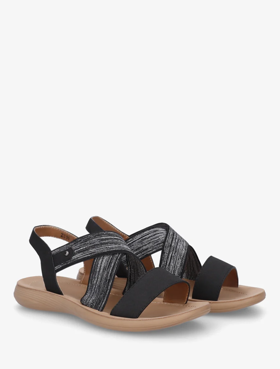 Nu-pieds à brides croisées élastiquées - Noir - Image 4