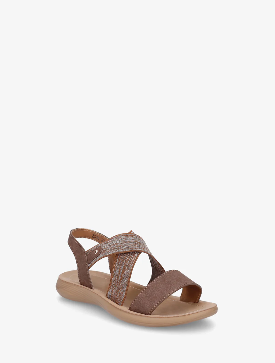 Nu-pieds à brides croisées élastiquées - Marron - Image 2