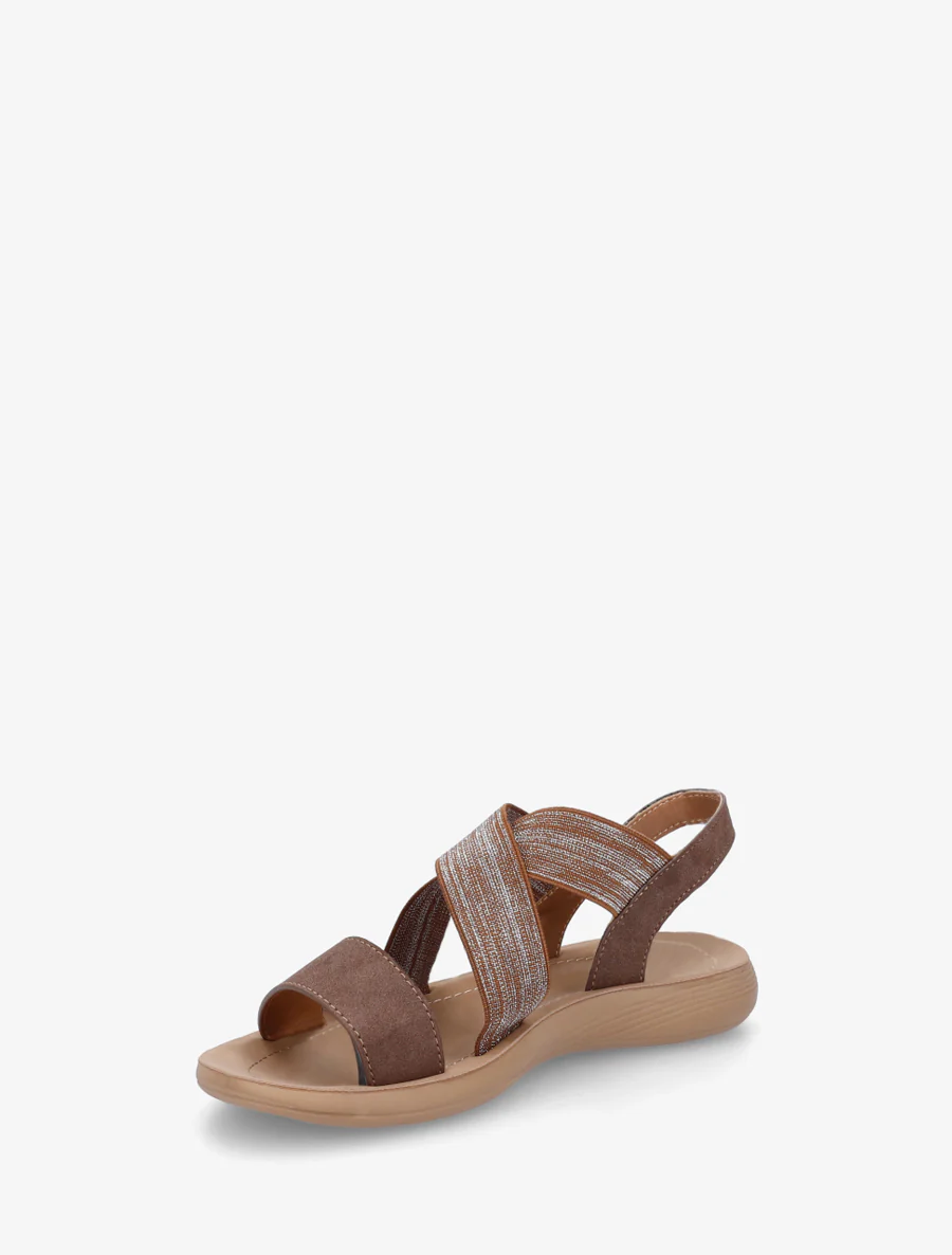 Nu-pieds à brides croisées élastiquées - Marron - Image 3