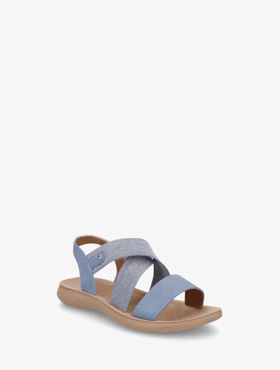 Nu-pieds à brides croisées élastiquées - Bleu - Image 2