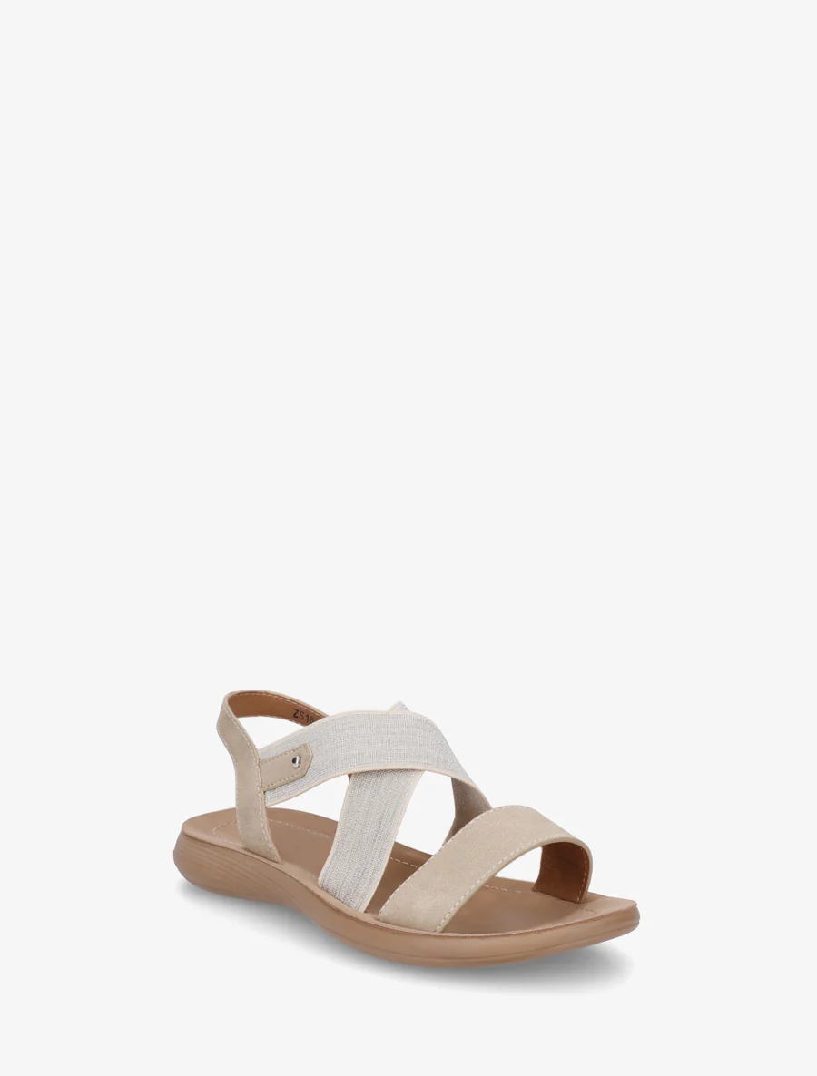 Nu-pieds à brides croisées élastiquées - Beige - Image 2