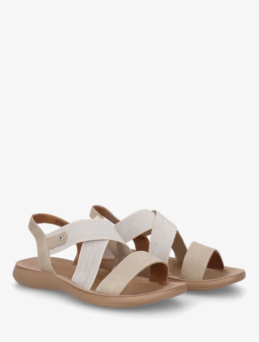Nu-pieds à brides croisées élastiquées - Beige - Image 4