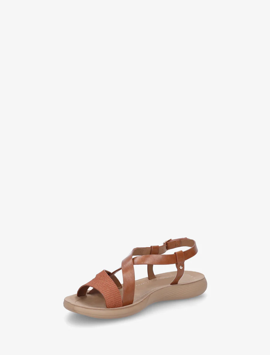Nu-pieds à brides croisées en simili - Camel - Image 3
