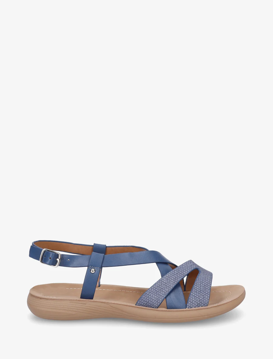 Nu-pieds à brides croisées en simili - Marine