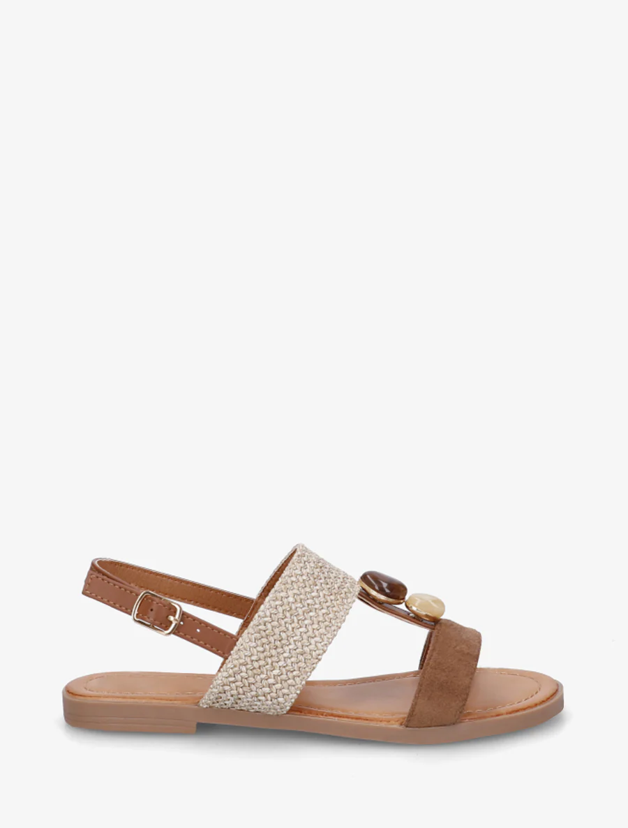 Nu-pieds à brides dépareillés - Camel