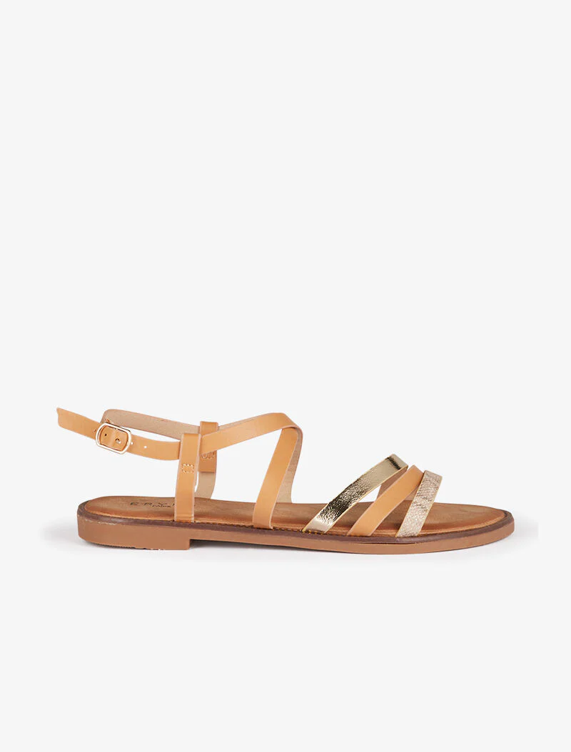 Nu-pieds à brides stylisées - camel - Image 2