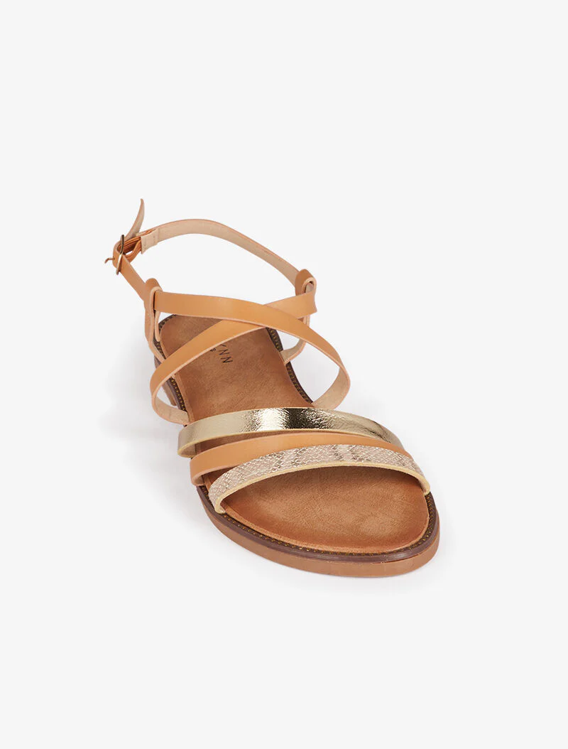 Nu-pieds à brides stylisées - camel - Image 3