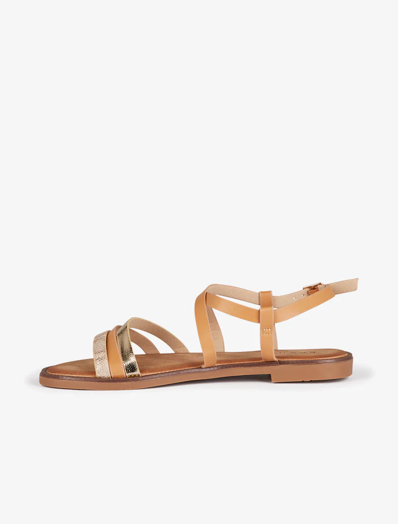 Nu-pieds à brides stylisées - camel - Image 4