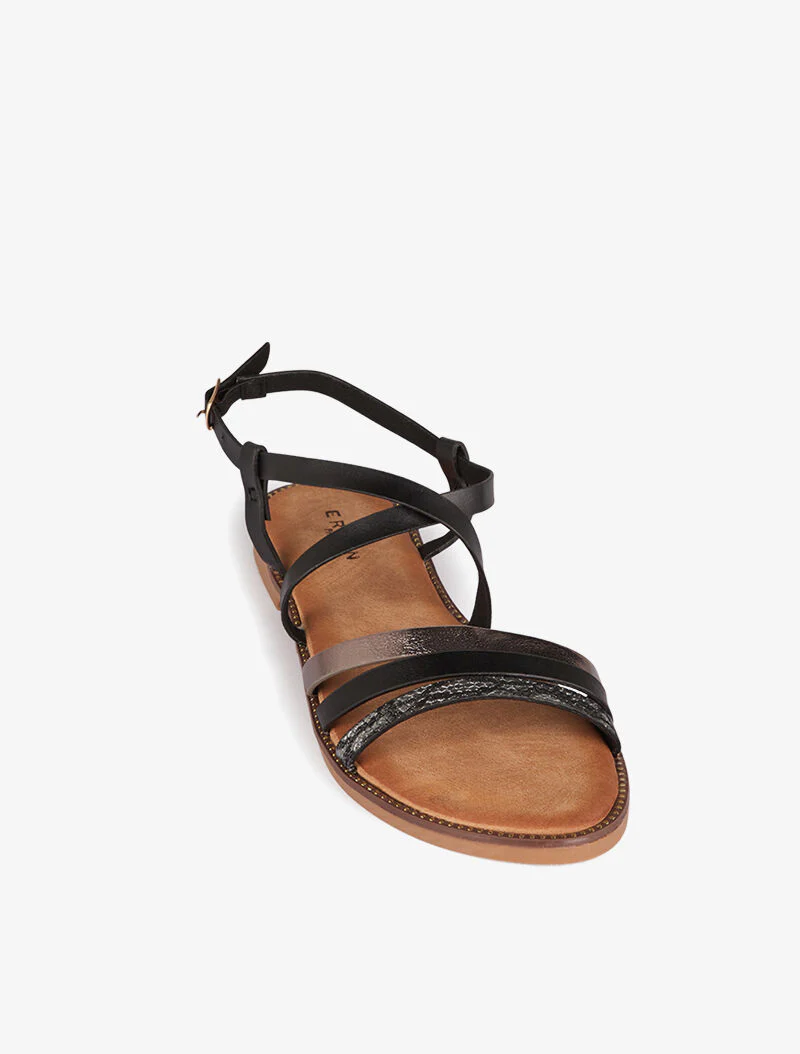 Nu-pieds à brides stylisées - noir - Image 3