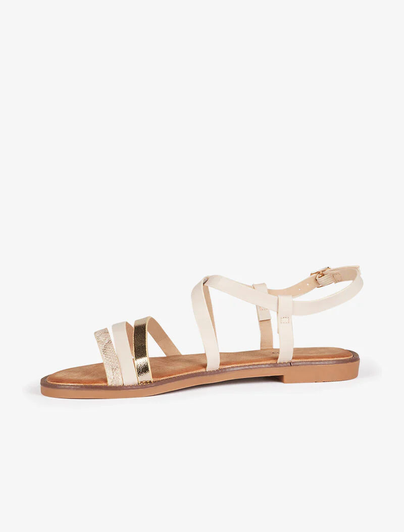 Nu-pieds à brides stylisées - beige - Image 4