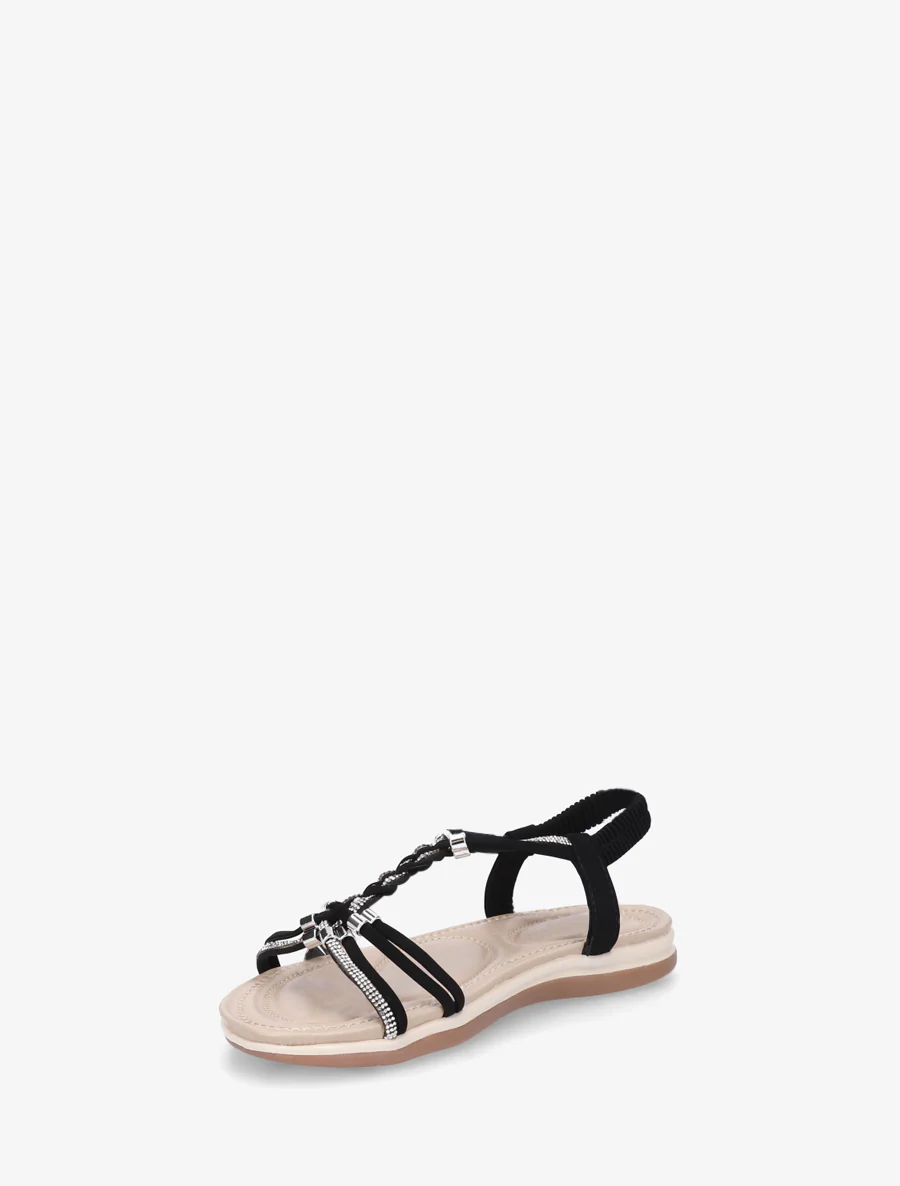 Nu-pieds à brides tressées et strassées - Noir - Image 3
