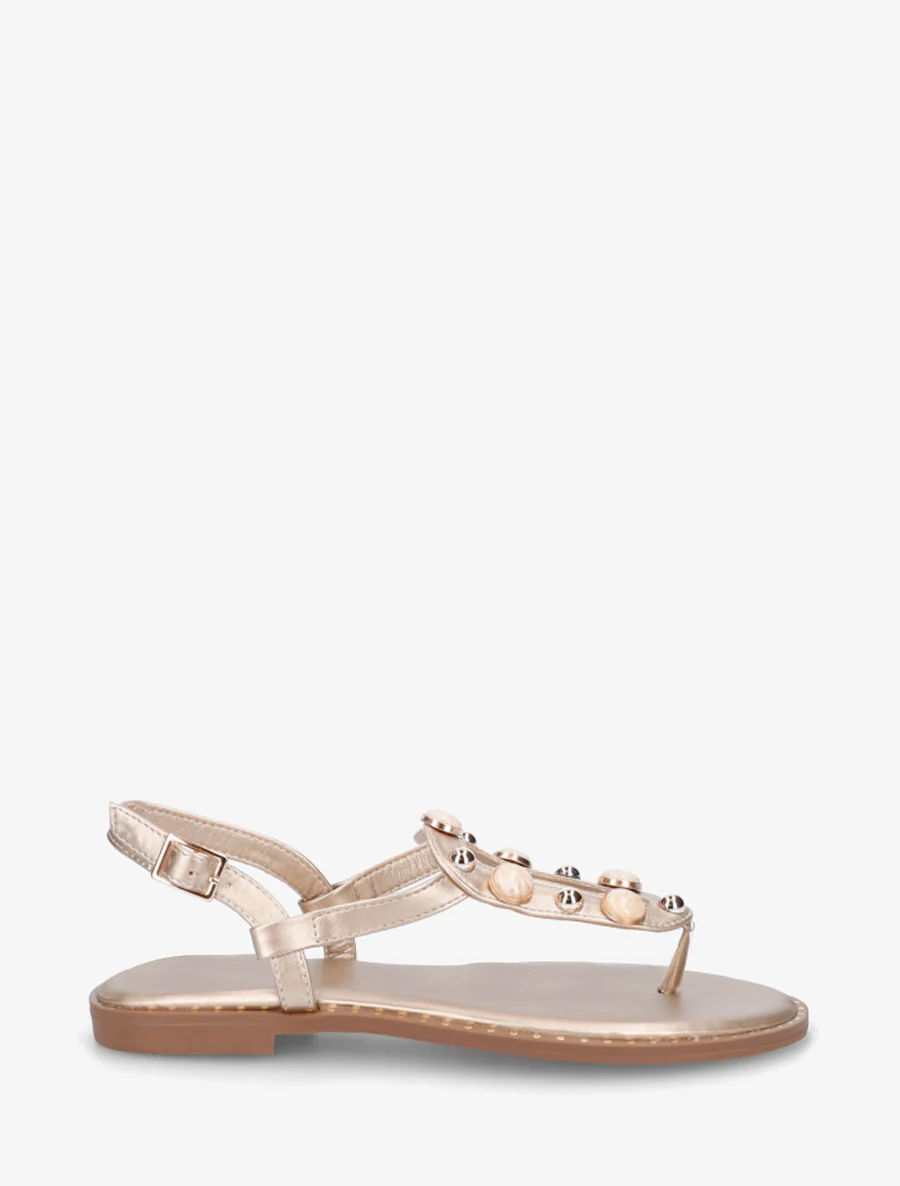 Nu-pieds à clous et bijoux marbrés - Or