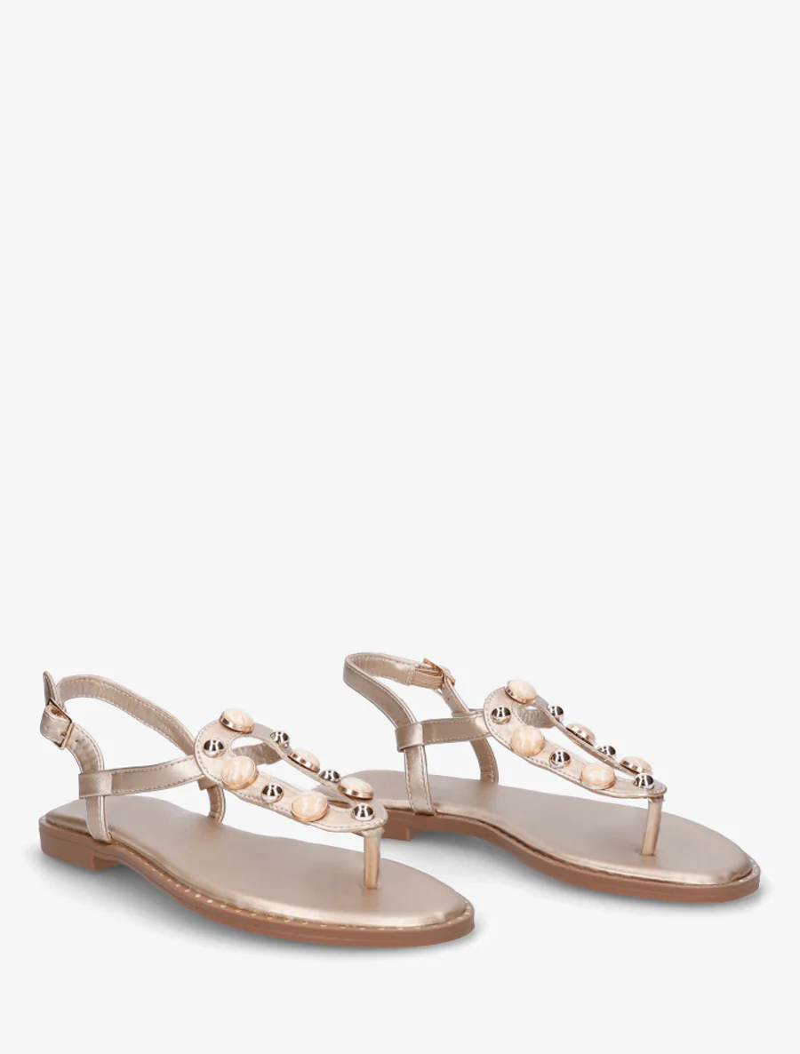 Nu-pieds à clous et bijoux marbrés - Or - Image 4