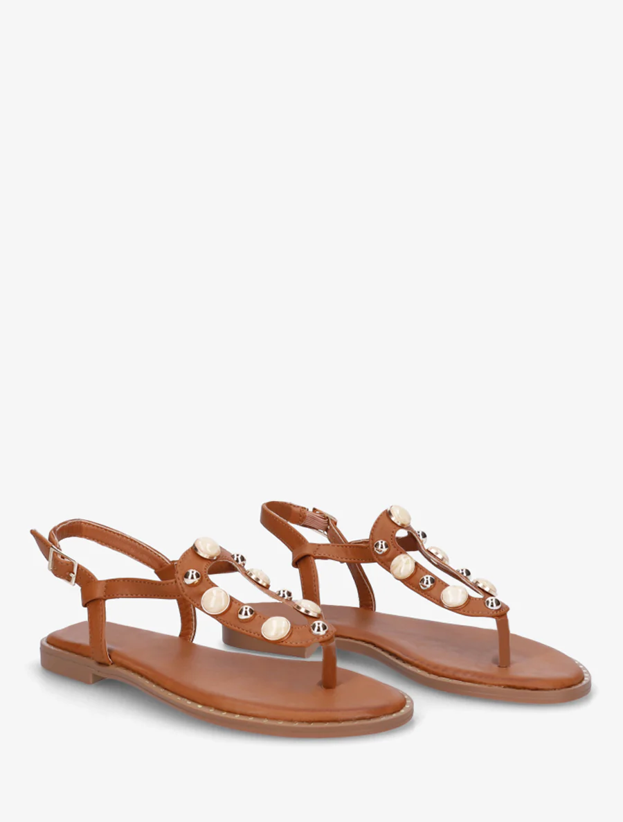 Nu-pieds à clous et bijoux marbrés - Camel - Image 4