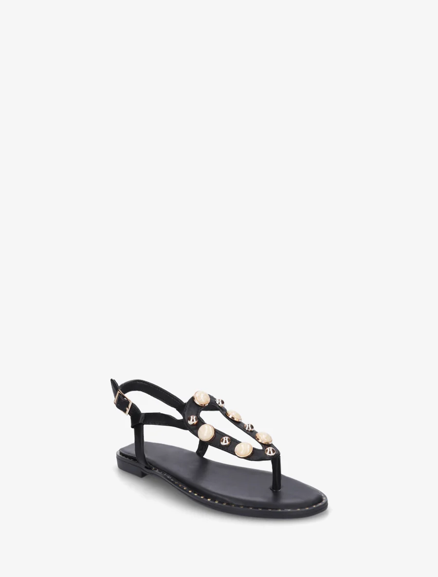 Nu-pieds à clous et bijoux marbrés - Noir - Image 2