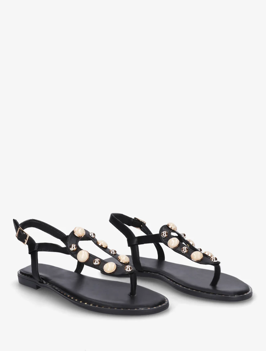 Nu-pieds à clous et bijoux marbrés - Noir - Image 4