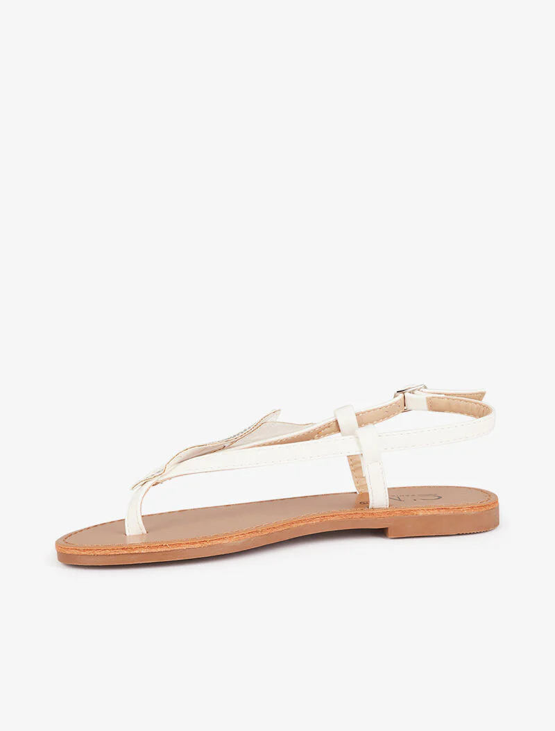 Nu-pieds à double feuille strassées - blanc - Image 4