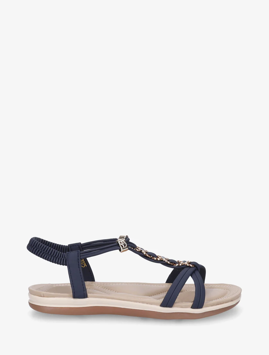 Nu-pieds à empiècement bijoux - Bleu