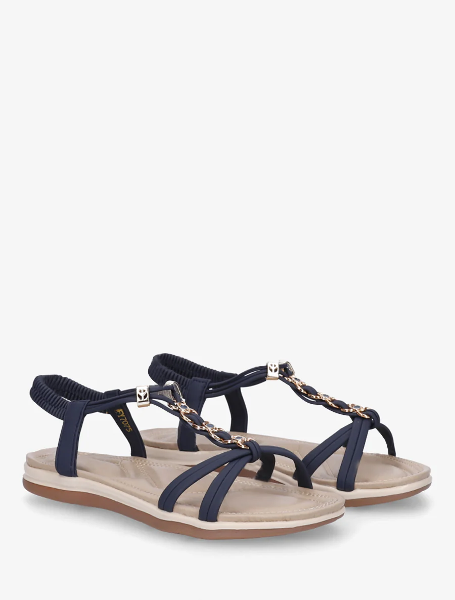 Nu-pieds à empiècement bijoux - Bleu - Image 4