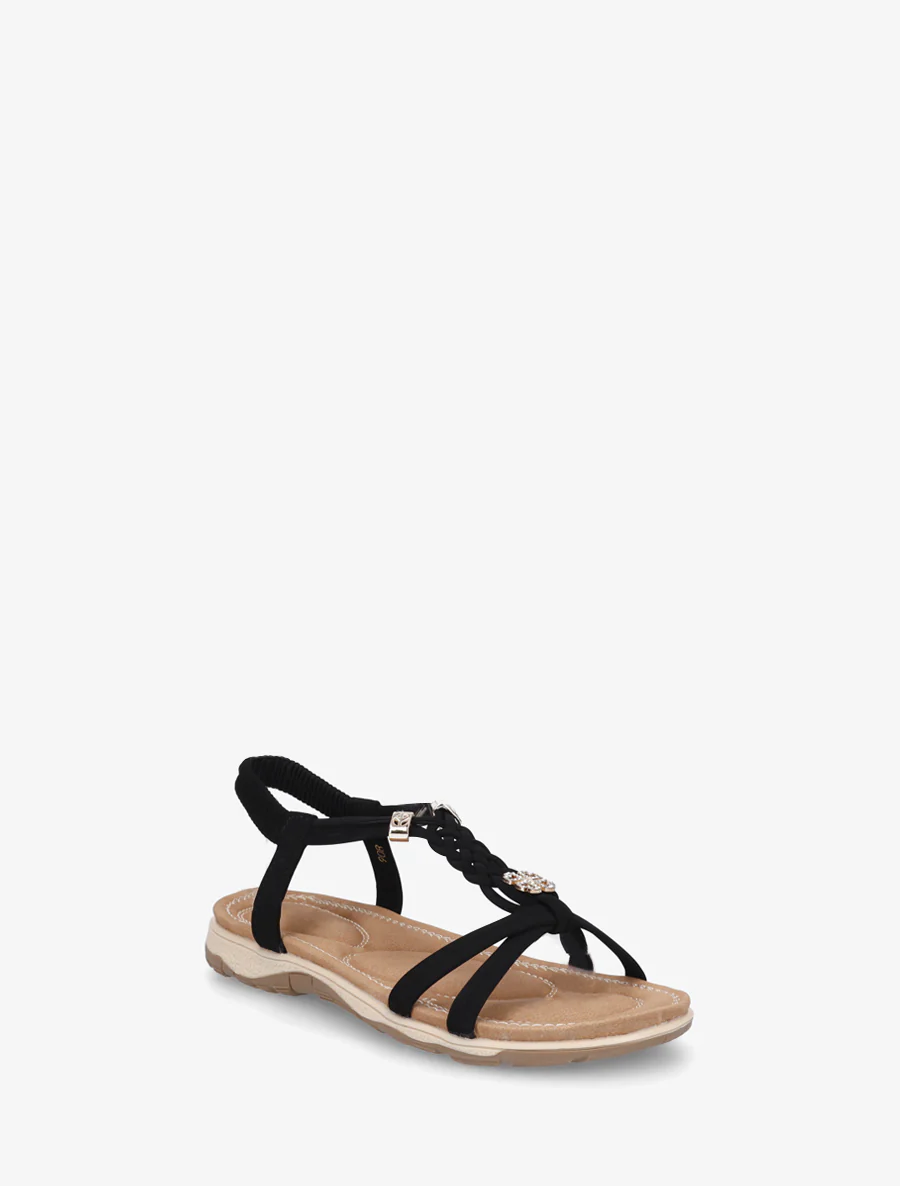 Nu-pieds à empiècement trèfle strassé - Noir - Image 2