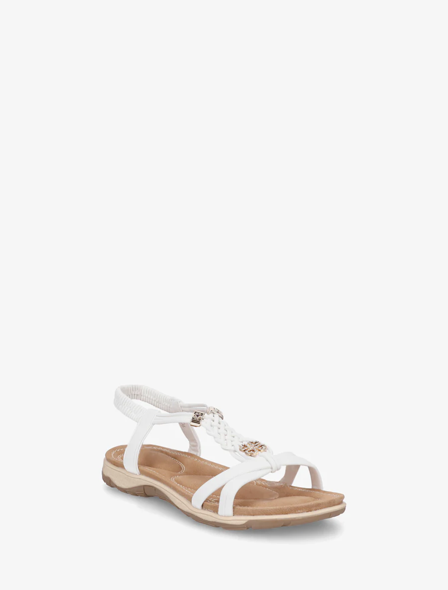 Nu-pieds à empiècement trèfle strassé - Blanc - Image 2