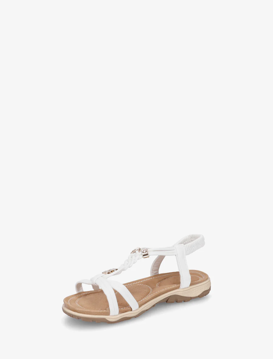 Nu-pieds à empiècement trèfle strassé - Blanc - Image 3