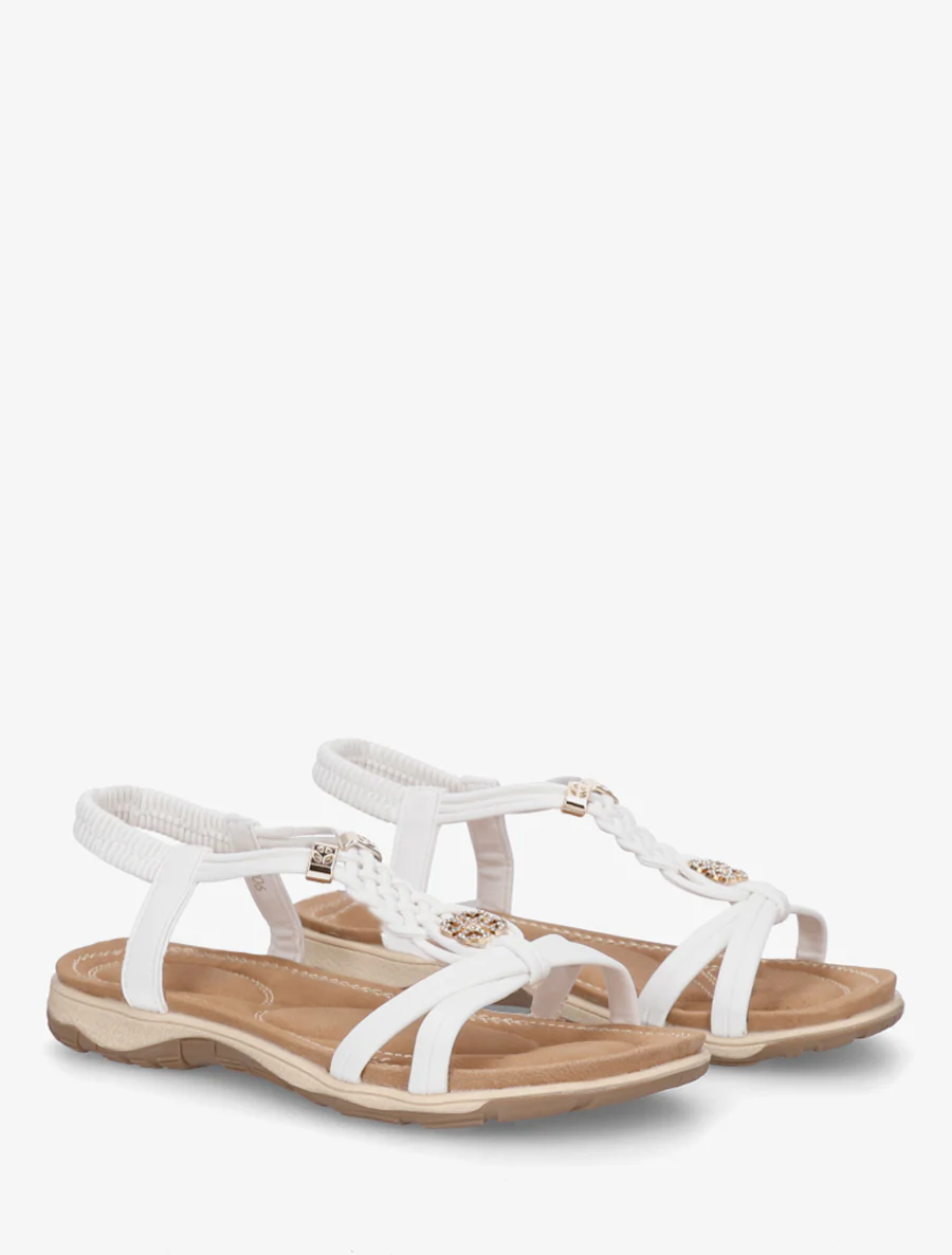 Nu-pieds à empiècement trèfle strassé - Blanc - Image 4