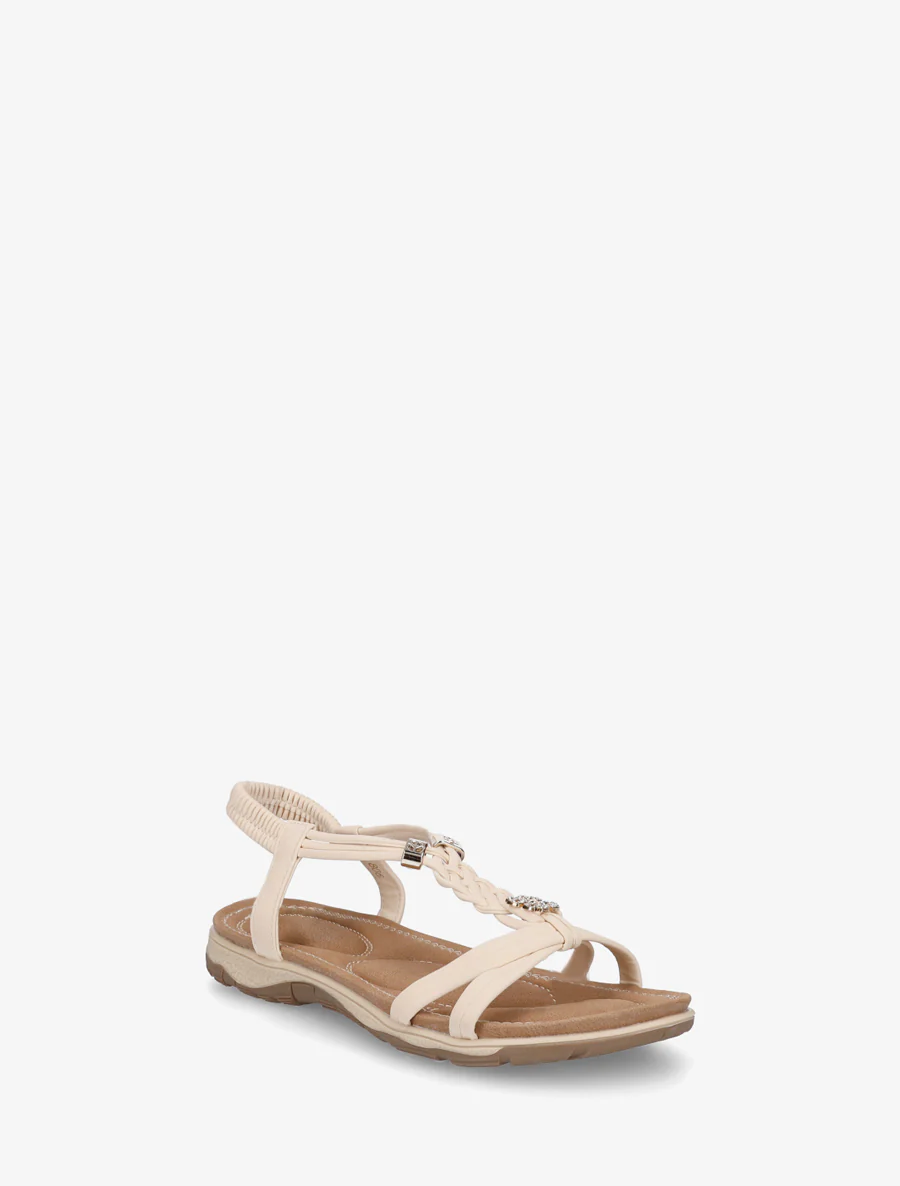 Nu-pieds à empiècement trèfle strassé - Beige - Image 2